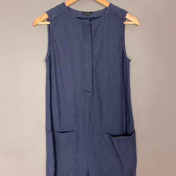 Steven Alan Jumpsuit Wide Leg Size P Sleeveless Button-Up Women Blue Denim Style - Picture 4 of 9